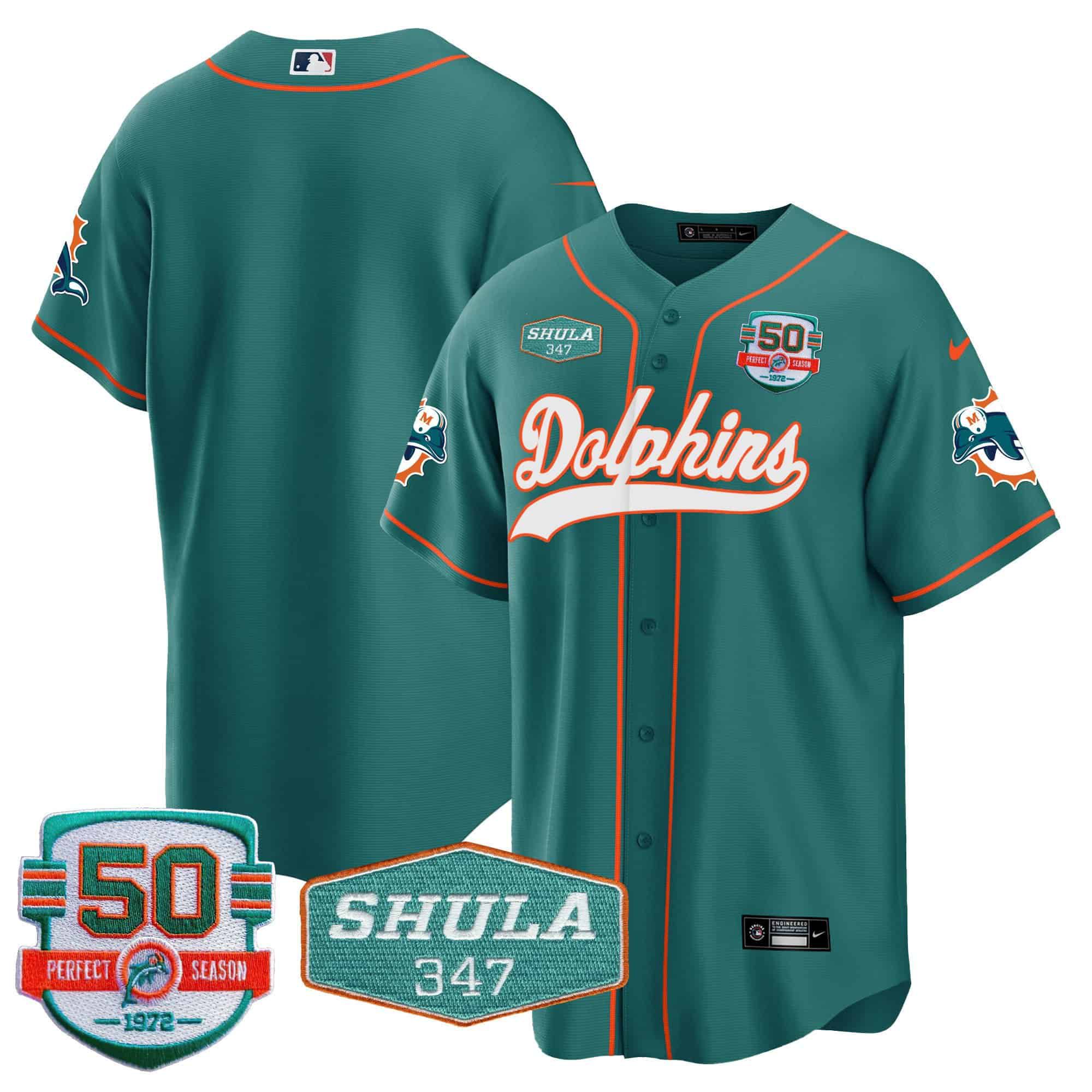 Men Miami Dolphins Blank Green 2024 Nike 50th Don Shula Memorial Patch Baseball NFL Jersey style 1->indianapolis colts->NFL Jersey
